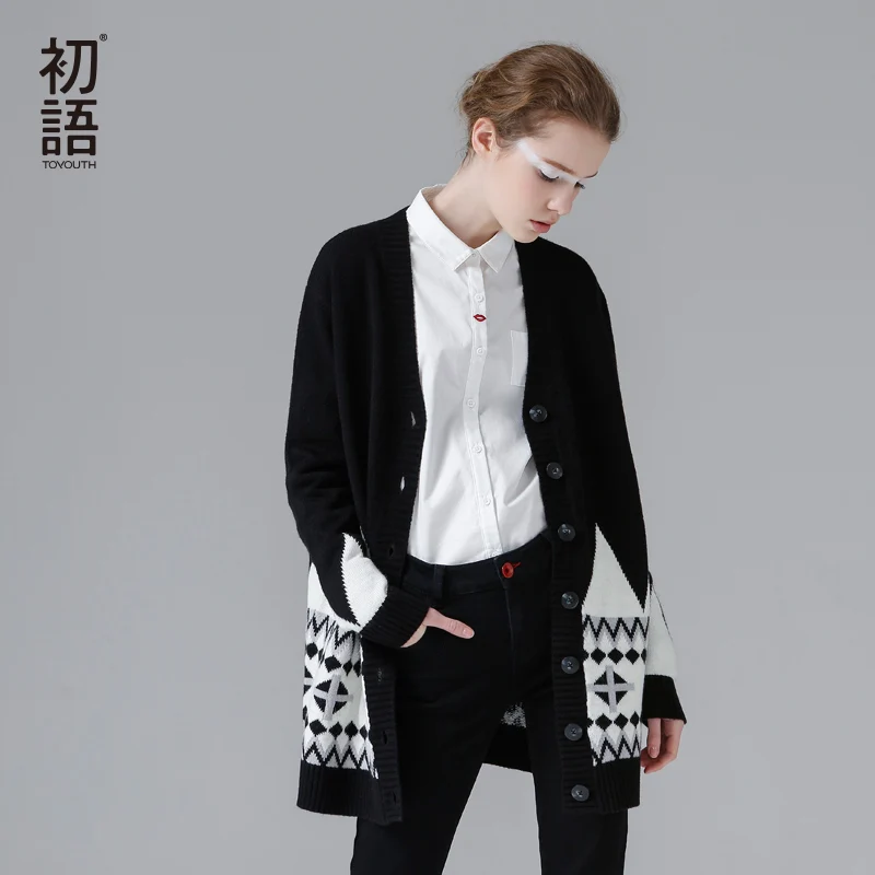 Toyouth Casual Knitting Long Cardigan Female Loose Kimono Knitted Jumper 2018 Warm Winter Sweater Women Tops |