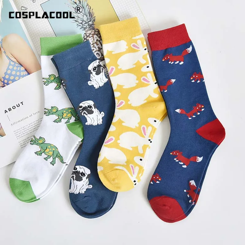 

COSPLACOOL Harajuku Animal Funny Socks Creative Japanese Cute Pug Rabbit Pattern Socks Women Warm Novelty Lovely Femme Sokken