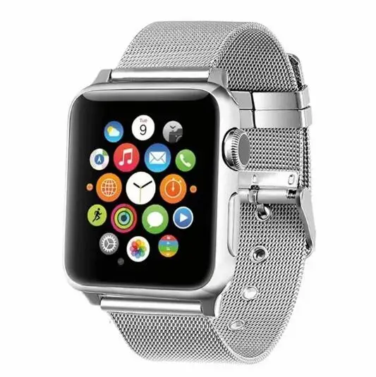 Серебристый Ремешок из нержавеющей стали с петлей для часов Apple Watch band 4 3 2 1 для iWatch 38 мм 42 мм 40 мм 44 мм серия 5 - Цвет ремешка: Серебристый