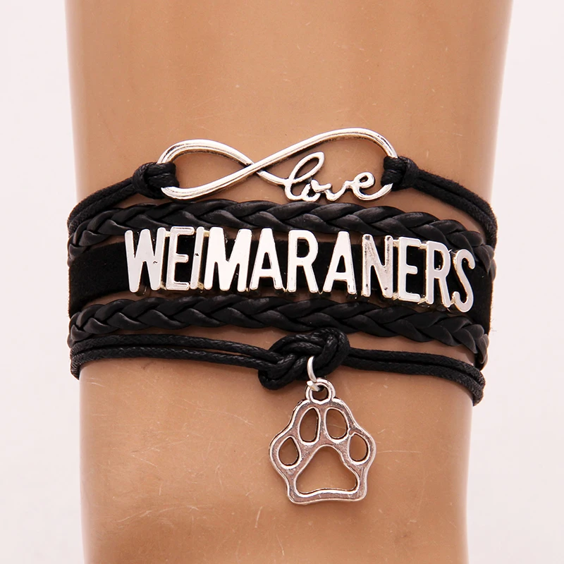 Браслет Infinity love Weimaraners подвеска собачья лапа кожаный браслет веревка ювелирные