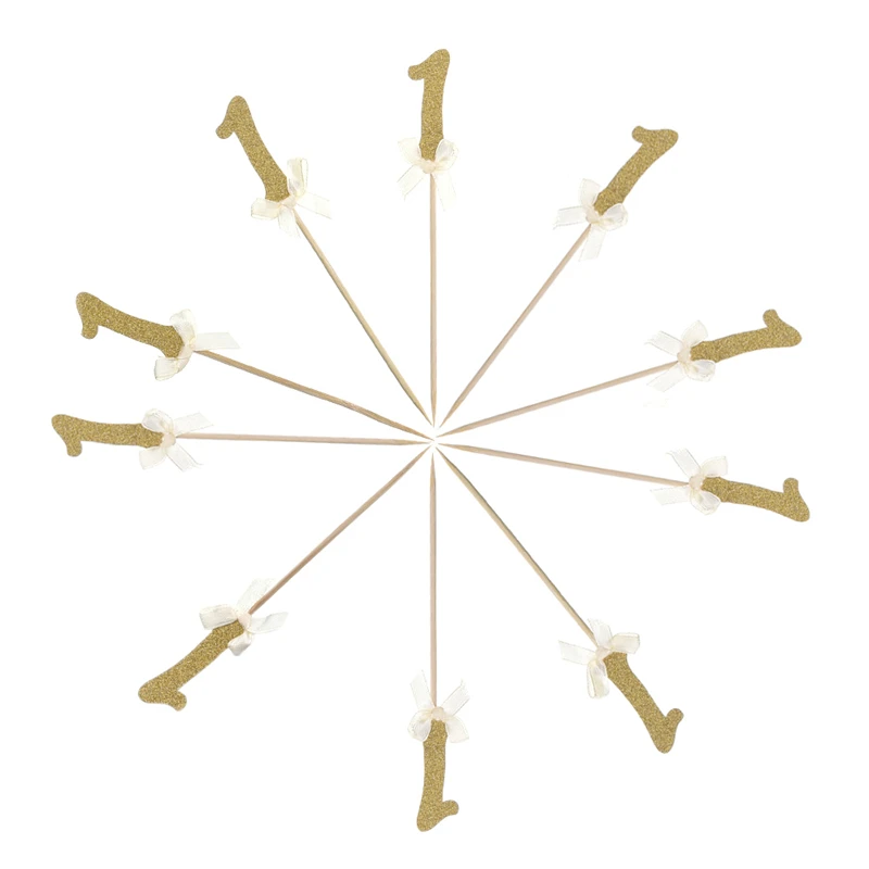 10 шт. первый день рождения кекс верхние части 1 е украшение для вечеринки