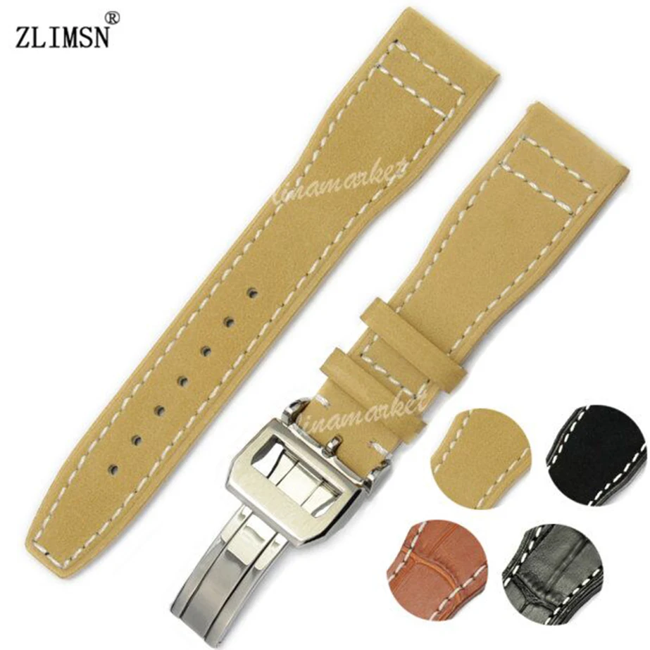 22mm MENS Manual Italy Genuine Leather Watch Band Strap FOR IWCWATCH Include Buckle Brown | Наручные часы
