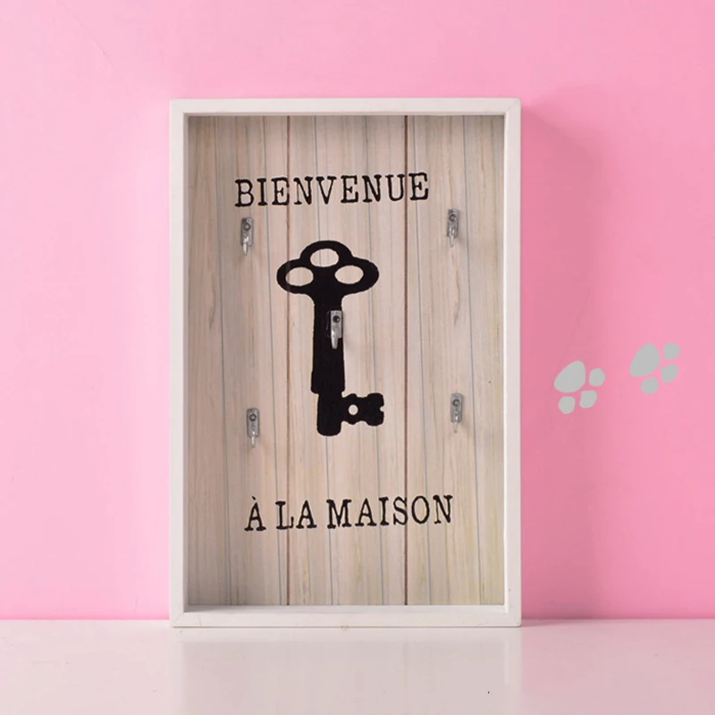 White Key Rack Деревянный крючок для хранения ключей, вешалка, полка, кухонный органайзер, Настенный декор, подвесные полки, настенный стеллаж для украшения комнаты - Цвет: White Key Rack