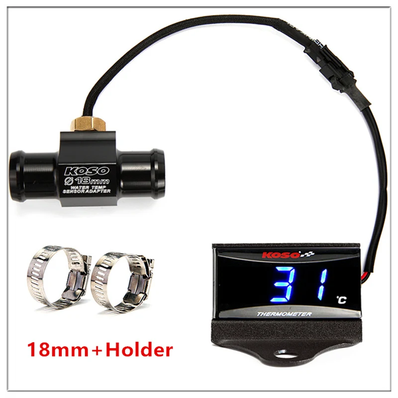 Blue-18mm-Holder Скутер и гоночный мотоцикл KOSO температура воды для XMAX250 300 NMAX CB400 CB500X датчик температуры воды адаптер со стентами - Цвет: Blue-18mm-Holder