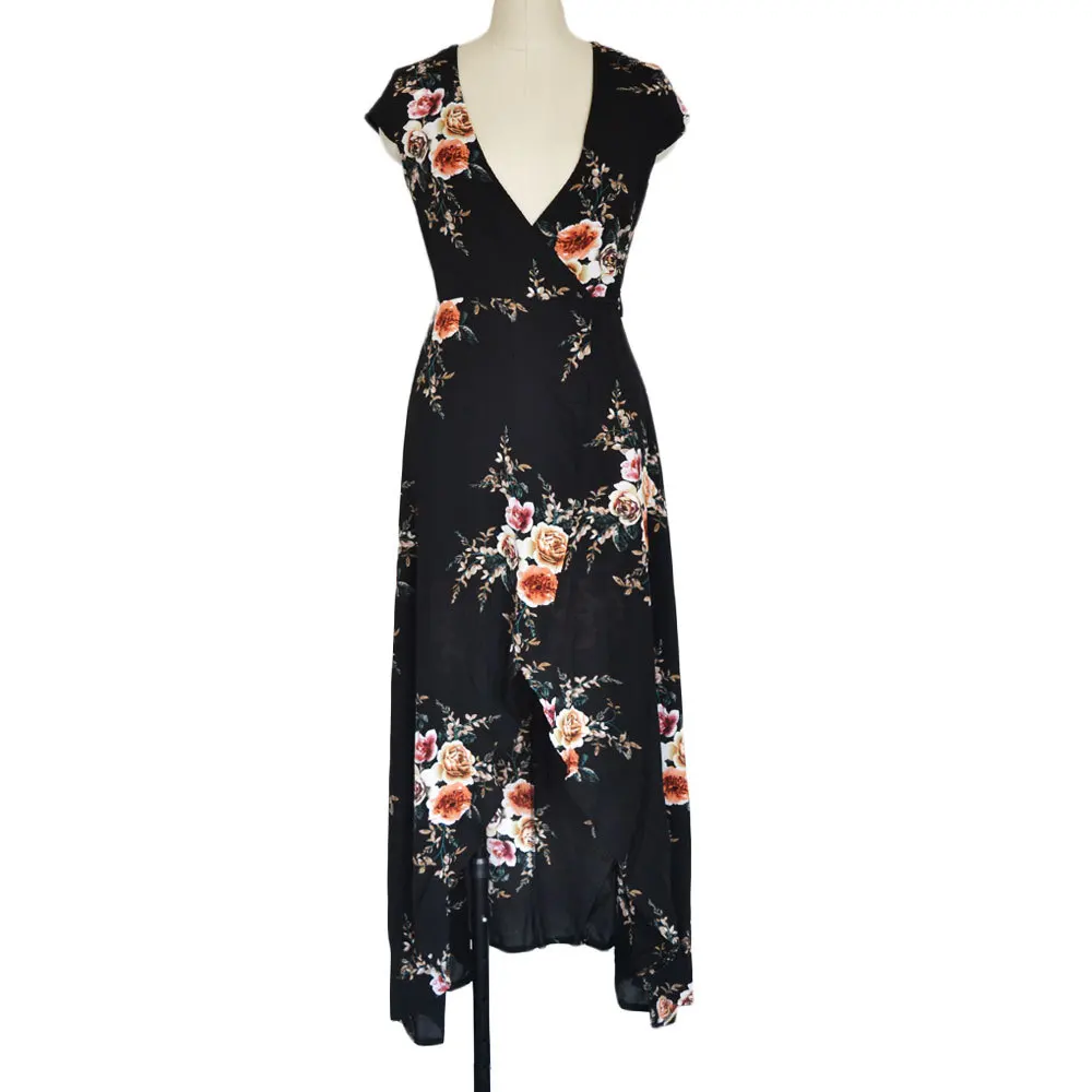 Женские богемные платья с v образным вырезом без рукавов длиной до щиколотки