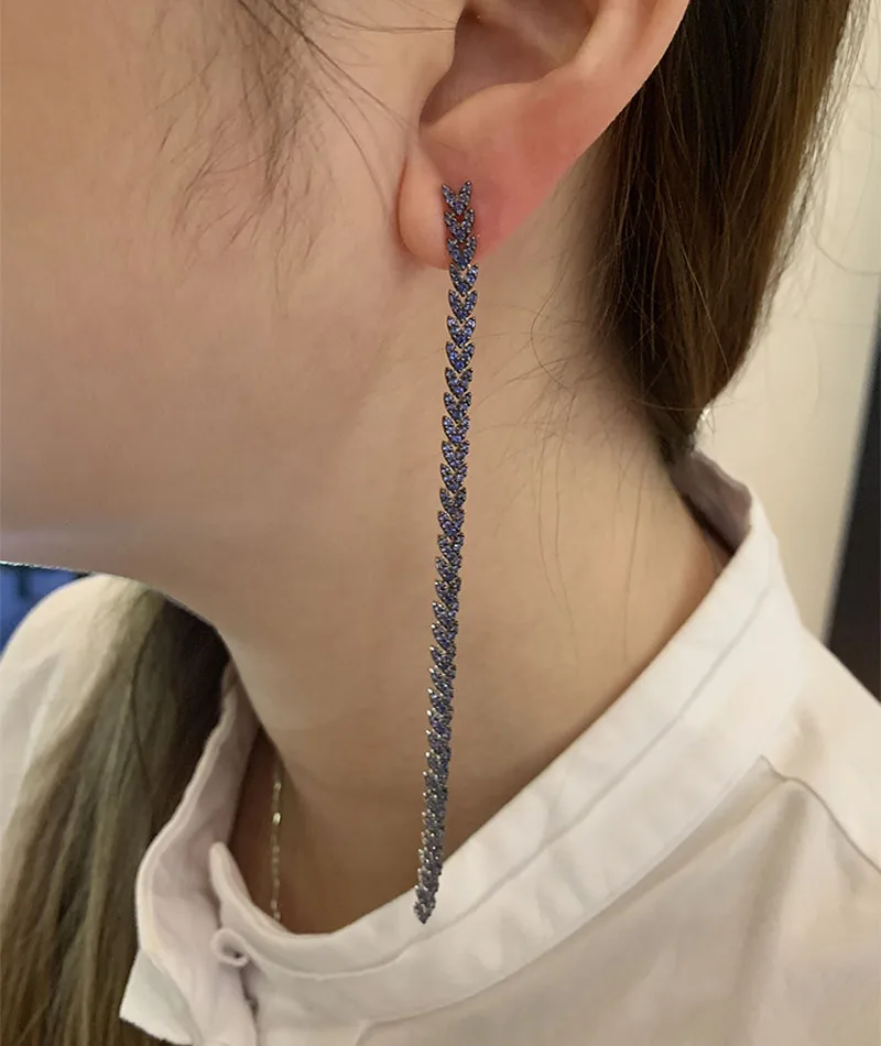 Женские роскошные серьги-подвески SLJELY серебристые белые темно-синие с