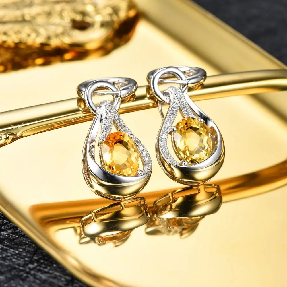 L& zuan желтый натуральный 5.14ct цитрин Висячие серьги для женщин S925 Серебряные серьги подарок на день Святого Валентина роскошные вечерние ювелирные изделия
