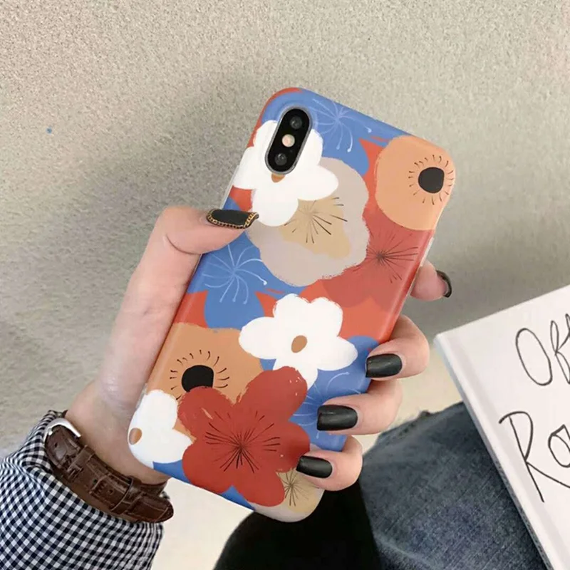Высококачественный простой чехол для телефона с цветочным рисунком iphone 6 6s 7 8 Plus