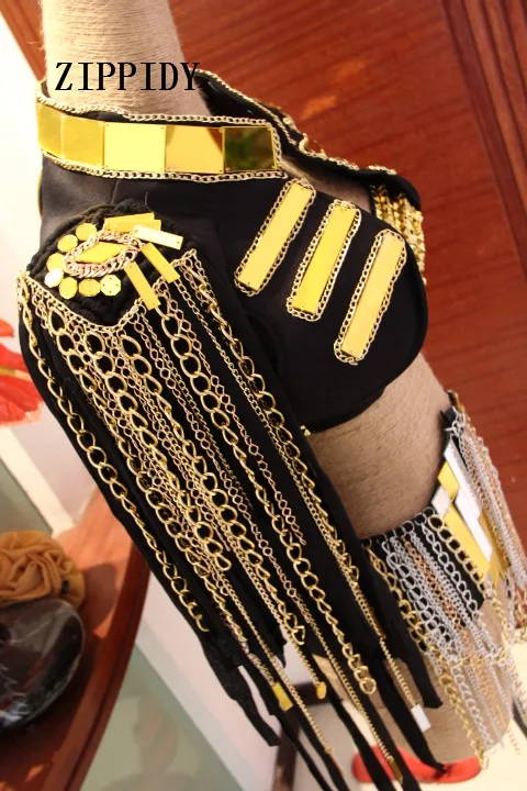 Модный сексуальный женский сценический костюм для певцов Женская Золотая