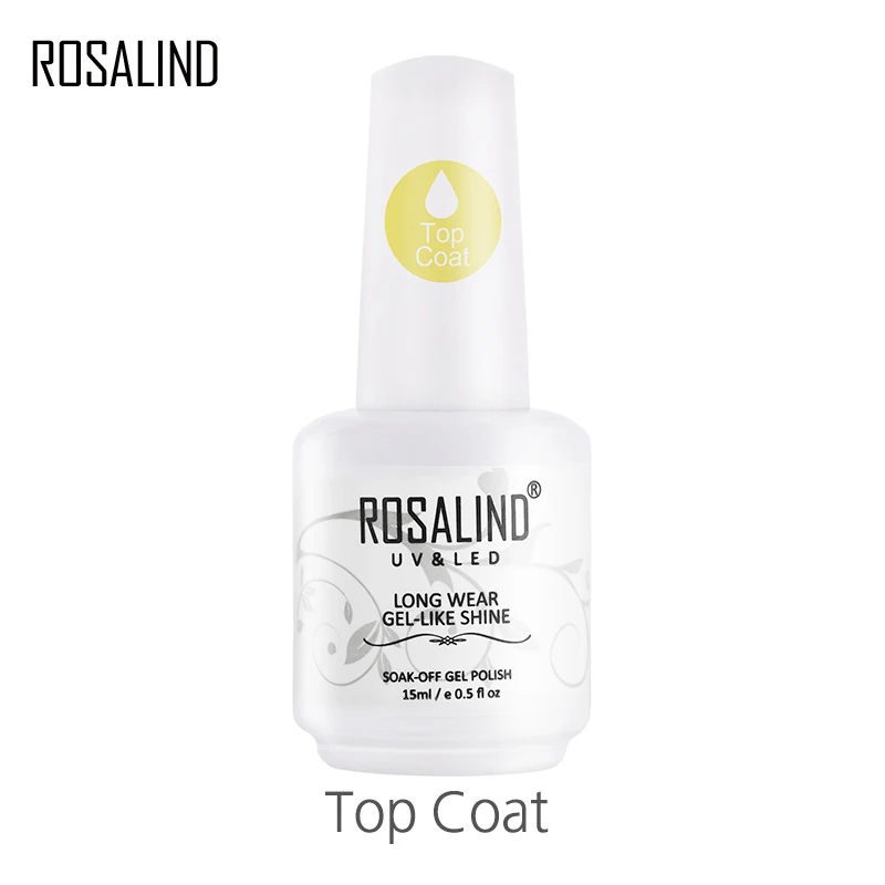 

ROSALIND 15ml Top Coat Gel Nail Polish Gel Polish Vernis Semi For Nail Art Design Nail UV LED Lamp Soak Off Top White