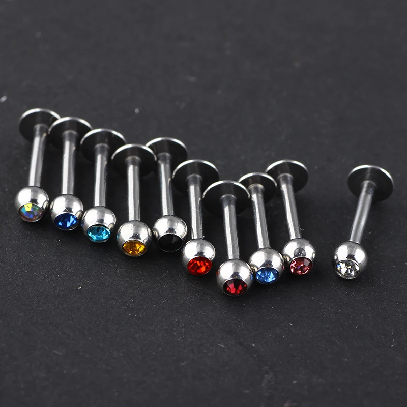 TIANCI FBYJS 100 шт стальные кольца для губ Labret 16 Калибр 3 мм Хрустальный шар Lobe Tragus