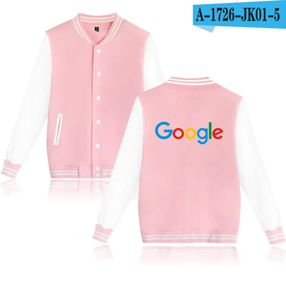 pink and white Это Google microsoft Бейсбол Куртки Кофты для женщин/для мужчин форма осень зима печатных Повседневная Верхняя одежда Пальто - Color: pink and white