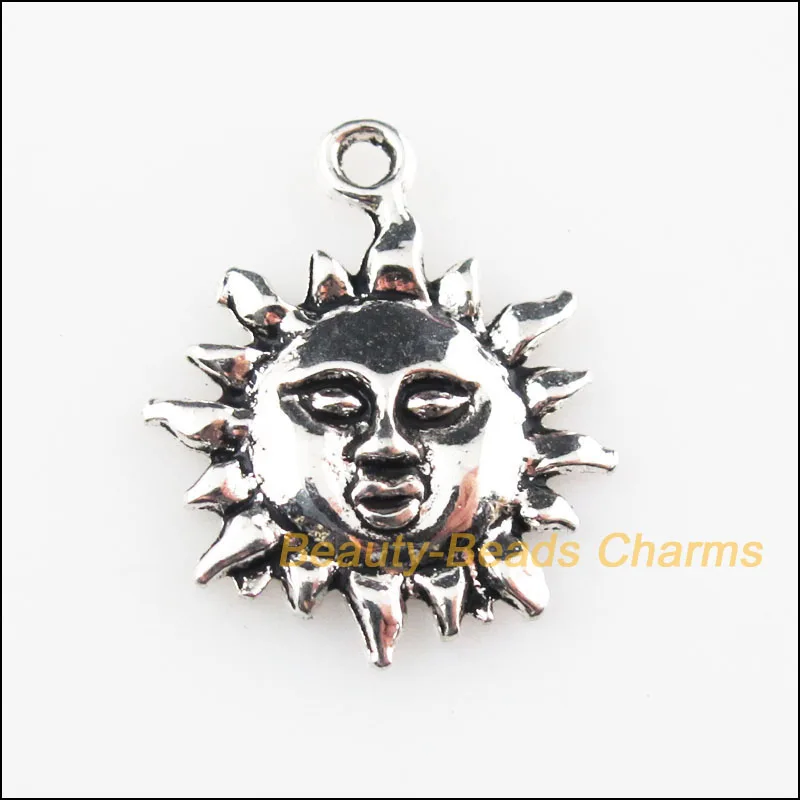 Мода 20 шт. Тибетский серебристый цвет улыбающееся лицо солнце Подвески