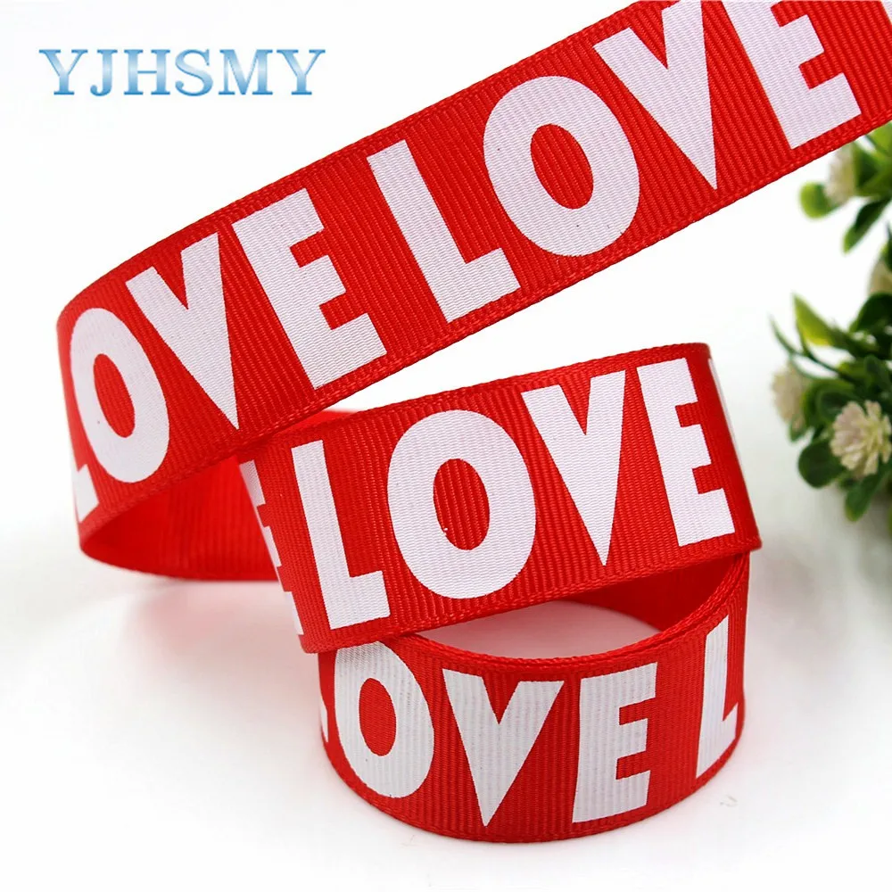 YJHSMY D-18105-71 25 мм 5 ярдов английские ленты LOVE Термотрансферная печатная корсажная