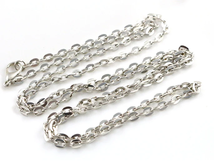 Rhodium 5 шт./лот, 4*3 мм, диаметр 50 см, длина 70 см, 8 цветов, с покрытием, ручная работа, сплющенная цепочка, ожерелье, разъем для шармов, база и лоток - Цвет: Rhodium