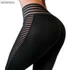 Женские черные кружевные штаны для йоги NORMOV, Леггинсы для йоги с высокой талией, спортивные Леггинсы для фитнеса, женские спортивные штаны