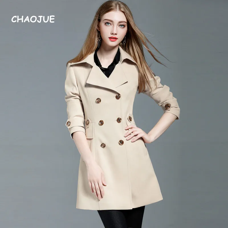 

CHAOJUE Free Shipping Women's Coat 2018 Fashion Slim Fit Trench Europe Brand Girls Knit Pink Pea Coat Top Quality Medium Outwear