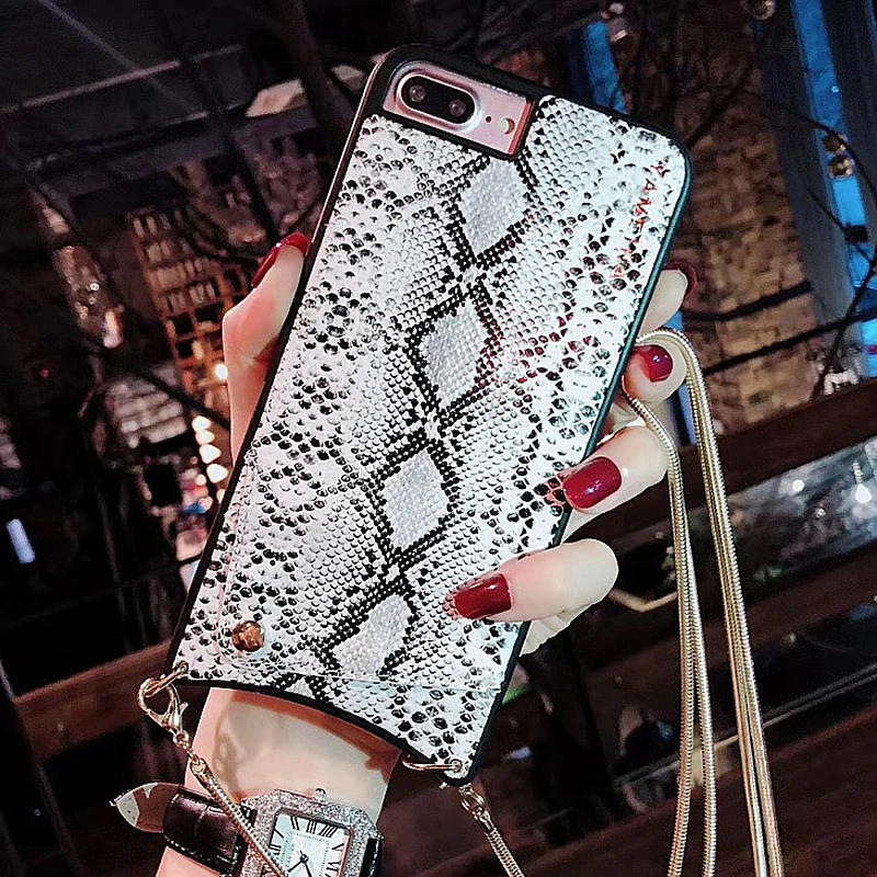 Роскошный кошелек со змеиным узором сумка на плечо с цепочкой для iPhone SE2 11 Pro Max 6 6s 7