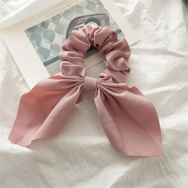 light pink Модные женские аксессуары для волос, резинки для волос, банты, конский хвост, повязка для волос, яркие цвета, бант, резинки для волос для девочек - Цвет: light pink
