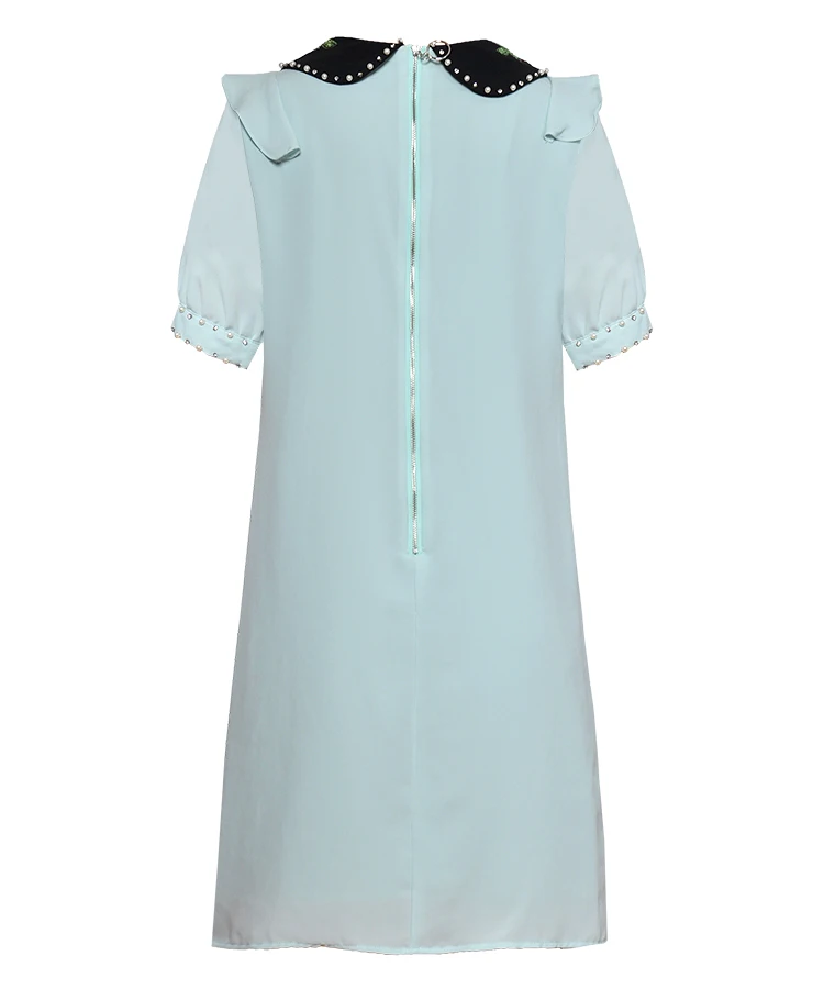 2019 Цветочная вышивка жемчугом и бриллиантами Питер Пэн воротник с коротким