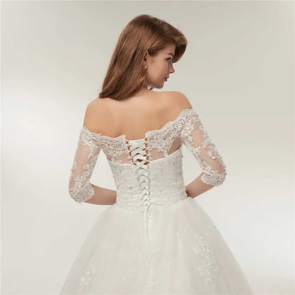 Fansmile Vestido de Noiva винтажное кружевное бальное платье свадебное платье подгонка размера плюс свадебное платье FSM-021F