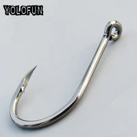 50pcs high carbon steel fishing hooks set with hole chmical sharpen hook poiont 5c hardness offset fishing tackle