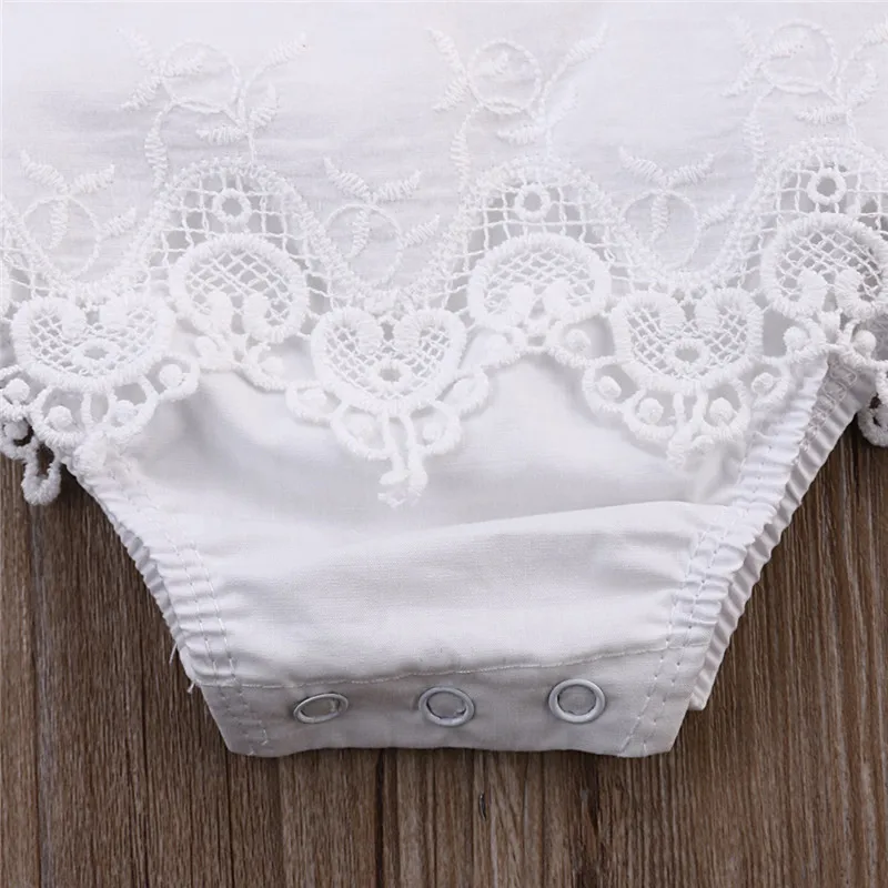 Боди для новорожденных девочек Кружевной Галстук без рукавов однотонный белый