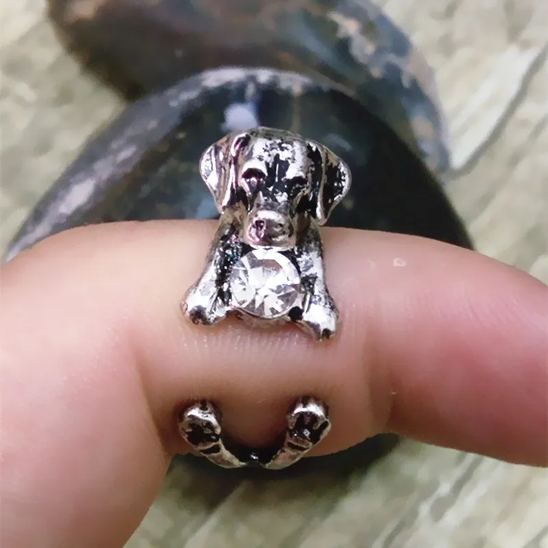 Падение доставка регулируемый в ретро-панк-Лабрадор собака винтажное серебряное