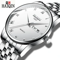 haiqin mens watches waterproof stainless steel quartz wristwatch fashion men wristwatch male week clock relogio masculinobox