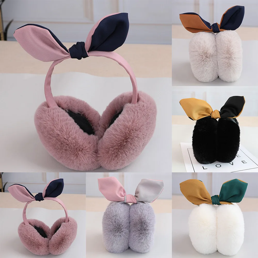Простые Женские теплые милые зимние флисовые наушники с бантом Удобные