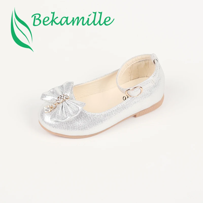 Bekamille/детская обувь; коллекция года; сезон весна-осень; кожаная обувь для девочек с милым бантом; модные детские кроссовки со стразами; обувь на плоской подошве для маленьких девочек