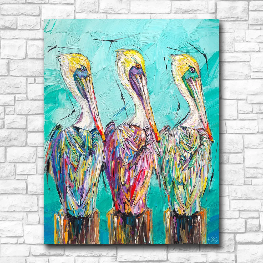 Wxkoil Модные Искусство три Вид Пеликаны Wall Art Картина на холсте для гостиной