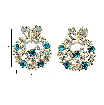 Корейский Изысканный 2 Цвета Яркой глазурью мода Brincos Cystal бабочка аксессуары