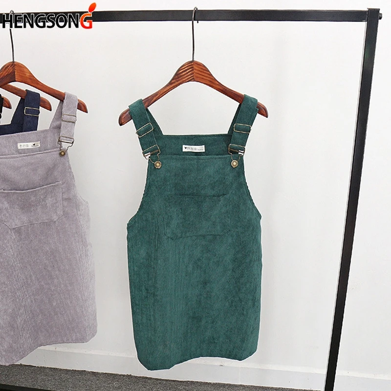 Женское вельветовое платье в стиле ретро осенне весеннее на бретелях сарафан