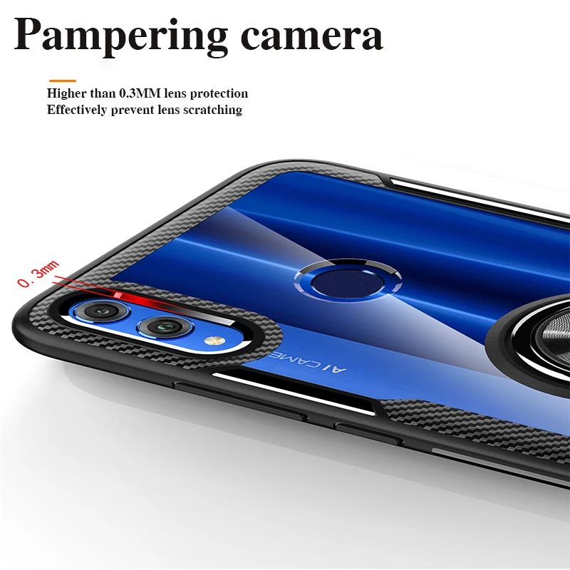 Чехол для Honor 8x, магнитное автомобильное кольцо-держатель на палец, чехол для Honor 20 Pro 8x Max Play 8s 10 Lite 20i V20, прозрачный чехол