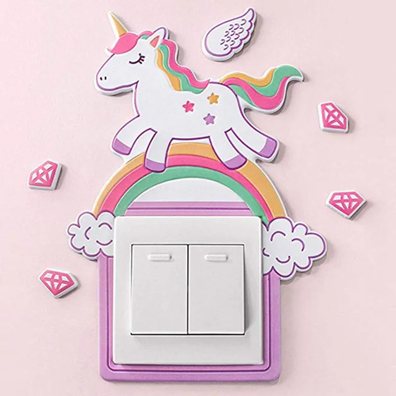 Настенный стикер с изображением единорога фламинго 3D силиконовый светящийся