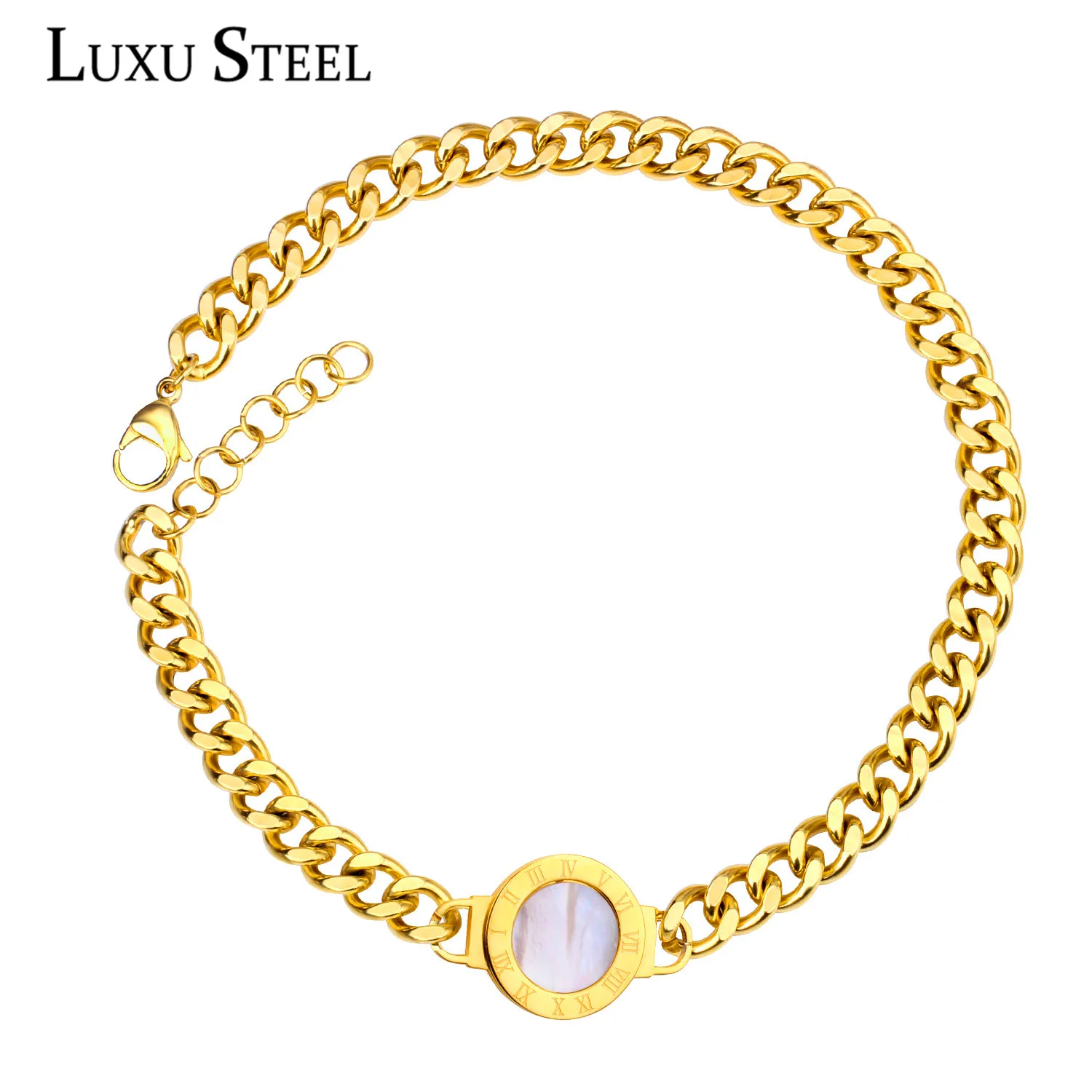 Цепи из нержавеющей стали LUXUSTEEL для женщин и девушек ожерелья золотого цвета
