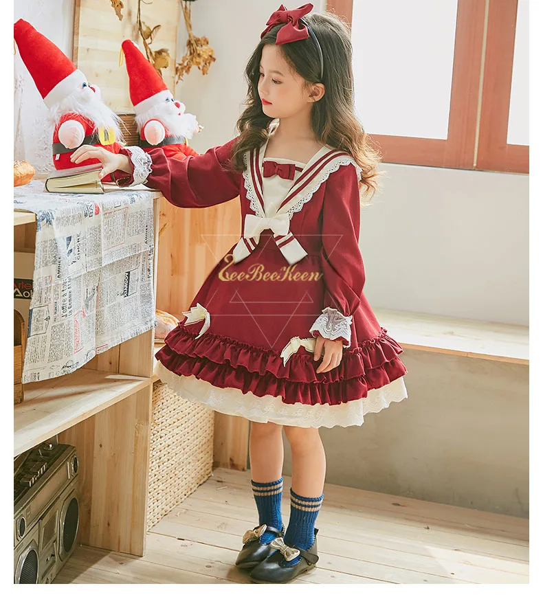 child red Костюм Лолиты синего и красного цвета карнавальный костюм в стиле аниме для девочек, чайное платье с парусами пехоты темно-синие костюмы для костюмированной вечеринки милая детская одежда в стиле Лолиты - Цвет: child red