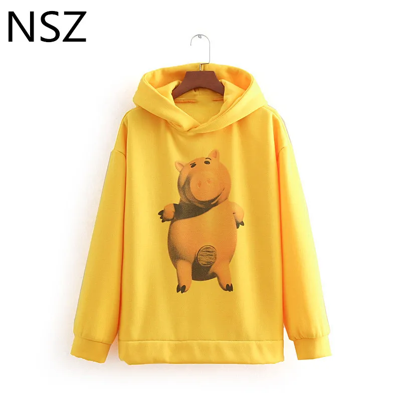 NSZ Для женщин с рисунками героев мультфильма негабаритный толстовки капюшоном