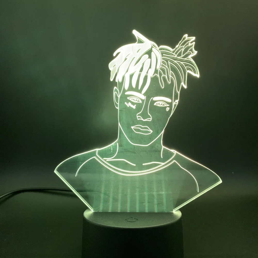 3d светодиодный Ночной светильник, певица XXXTentacion, фигурка, ночной Светильник для детской комнаты, декоративный светильник Jahseh Dwayne Onfroy, лампа 3D