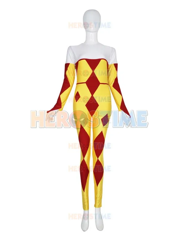 Костюм супергероев из спандекса трико лайкра красный и желтый|halloween costume|harlequin