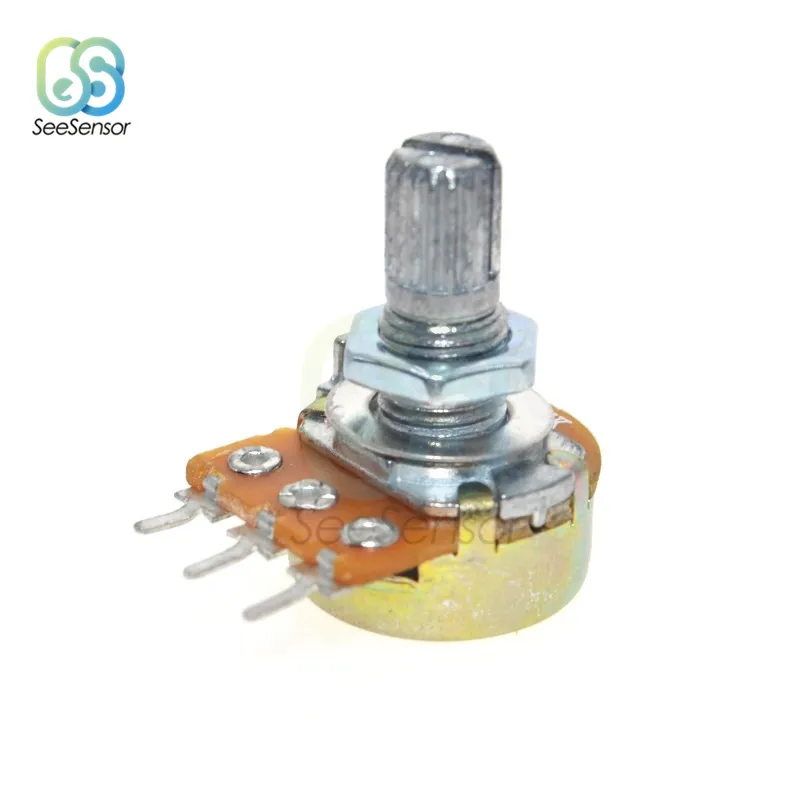 5pcs/Lot B20K ohm 3Pin Linear Rotary Potentiometer 15mm Metal Shaft Potentiometers With Nuts And Washers | Обустройство дома