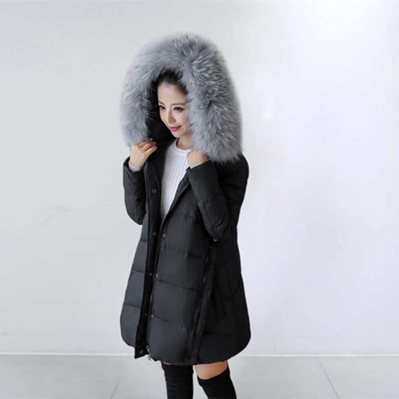 Зимние куртки 2018 высокое качество белый пуховик на утином пуху пальто для женщин