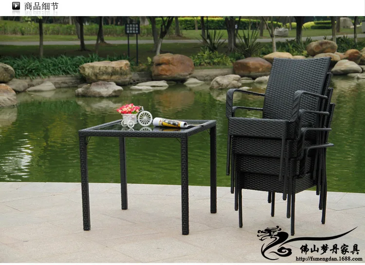 Стул из ротанга и кофейный столик Повседневная уличная мебель балкона садовая LT08