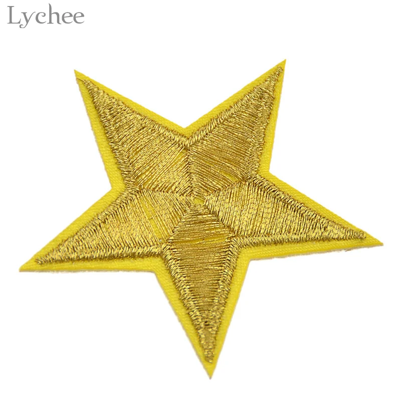 Lychee Life 6 шт. нашивка золотого цвета с вышивкой в виде звезды для пришивания одежды