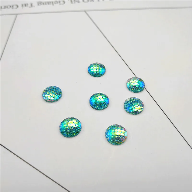 1 Pack 10mm Round Flatback AB Iridescent Resin Mermaid Cabochons Cameo Fit DIY Earring Base Jewelry Making Findings Supplier | Украшения и