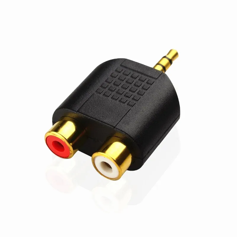 10 шт./лот 3 5 мм стерео штекер на 2X RCA Женский адаптер 2 сплиттер