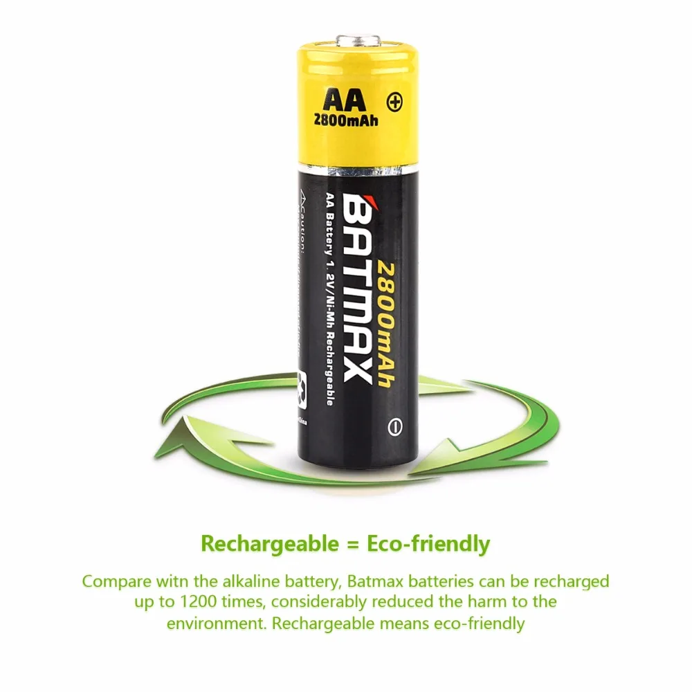 Перезаряжаемые батареи AA NiMH большой емкости 16 упаковок 2800 мАч|rechargeable battery|battery
