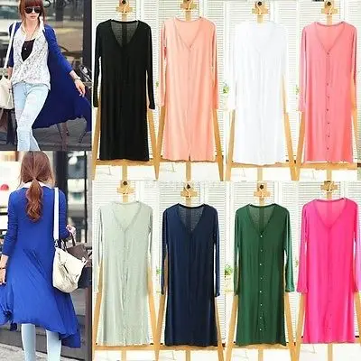 Женский свободный свитер с длинным рукавом однотонный трикотажный пальто