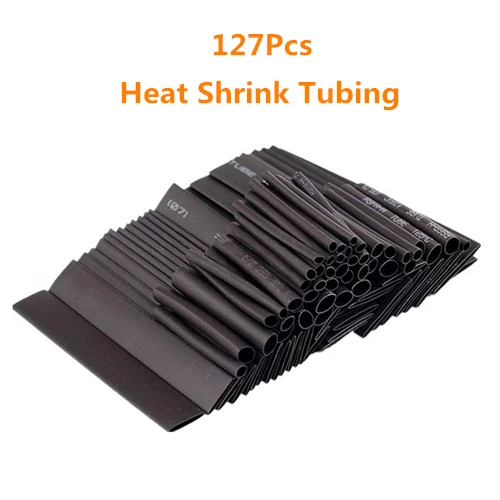 127PCS-Black 70/127/164/328/530 шт. Ассорти 2:1 Полиолефиновая термоусадочная трубка 1,0-14,0 мм Обёрточная бумага изолированный провод кабель рукав термоусадочная трубка комплект - Цвет: 127PCS-Black